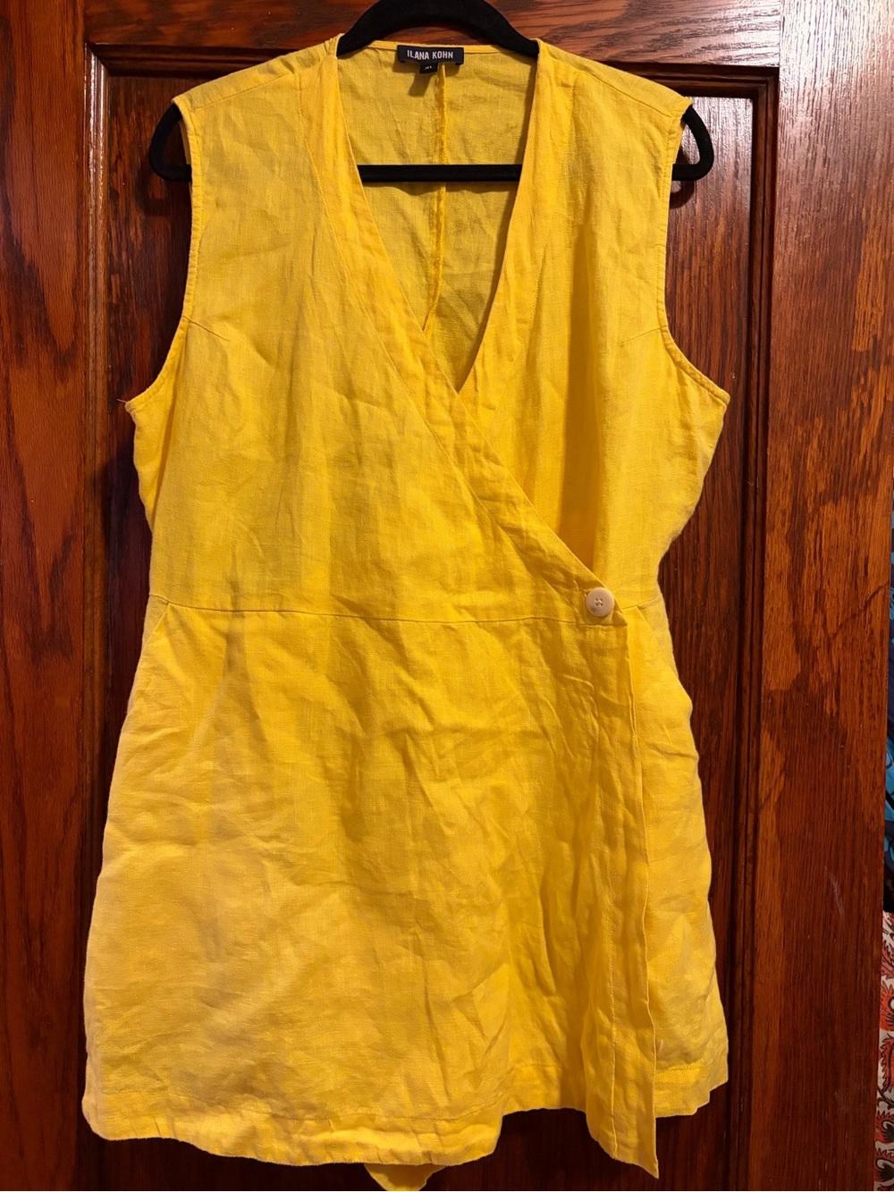 Ilana Kohn Yellow Linen Skort Wrap Dress